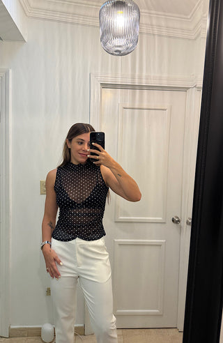 Dots Mesh Top