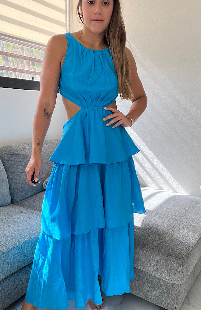Aqua Ruffle Dress